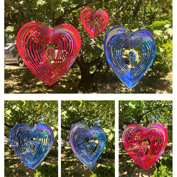 Геометрично изкуство Heart Wind Spinner Yard Art Beating Heart Wind Spinner Балкон Външна градинска декорация Орнамент Ловец на сънища