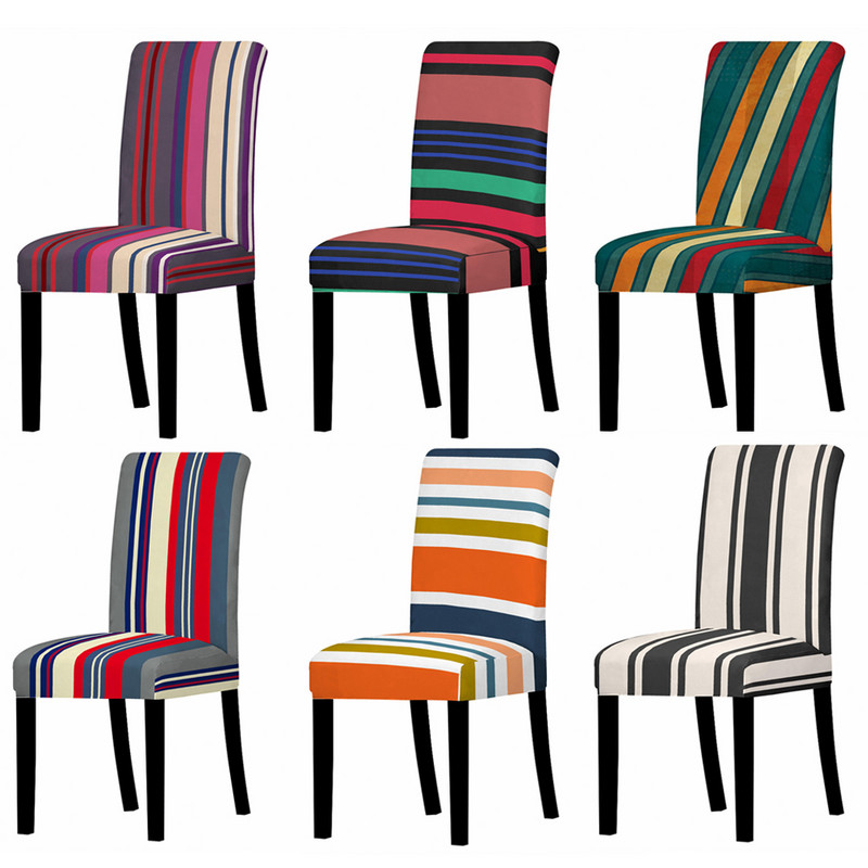 Šarene pruge Navlaka za blagovaonske stolice Spandex Elastična navlaka za stolice Rastezljive navlake za stolice za vjenčanje Blagovaonica