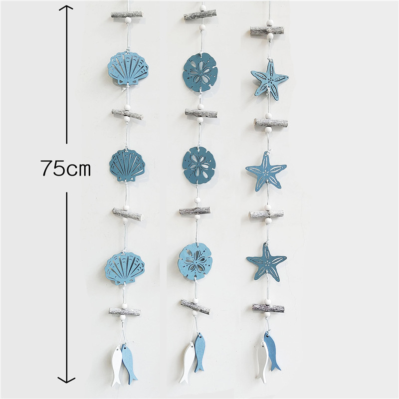 Реквизит за студио Висящи стени Ръчно изработени средиземноморски морски звезди, окачени риби, морски декор, висяща дървена морска висулка за декорация на дома