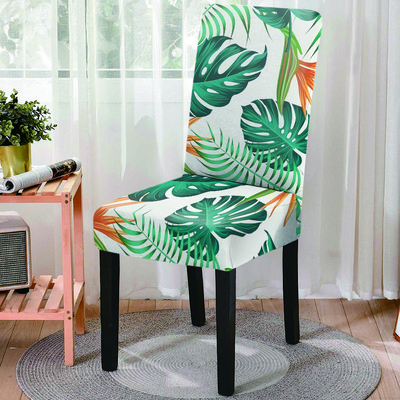 Tropical Plant Stretch székhuzat Nordic Style Spandex irodai székhuzatok Koszosodásgátló üléshuzatok bankett-esküvőre