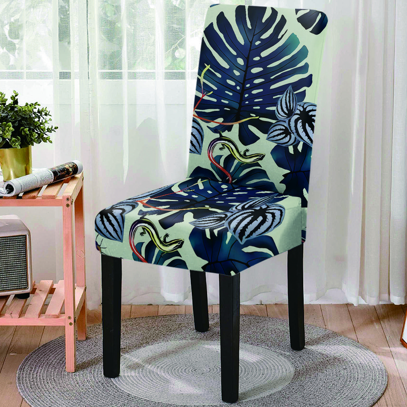 Tropical Plant Stretch székhuzat Nordic Style Spandex irodai székhuzatok Koszosodásgátló üléshuzatok bankett-esküvőre
