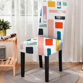 Ziemeļvalstu stila ģeometrisks ziedu puķains ēdamistabas krēsla pārvalks Noņemams pret netīrumiem virtuves sēdekļa futrālis Stretch krēsla pārvalks banketam