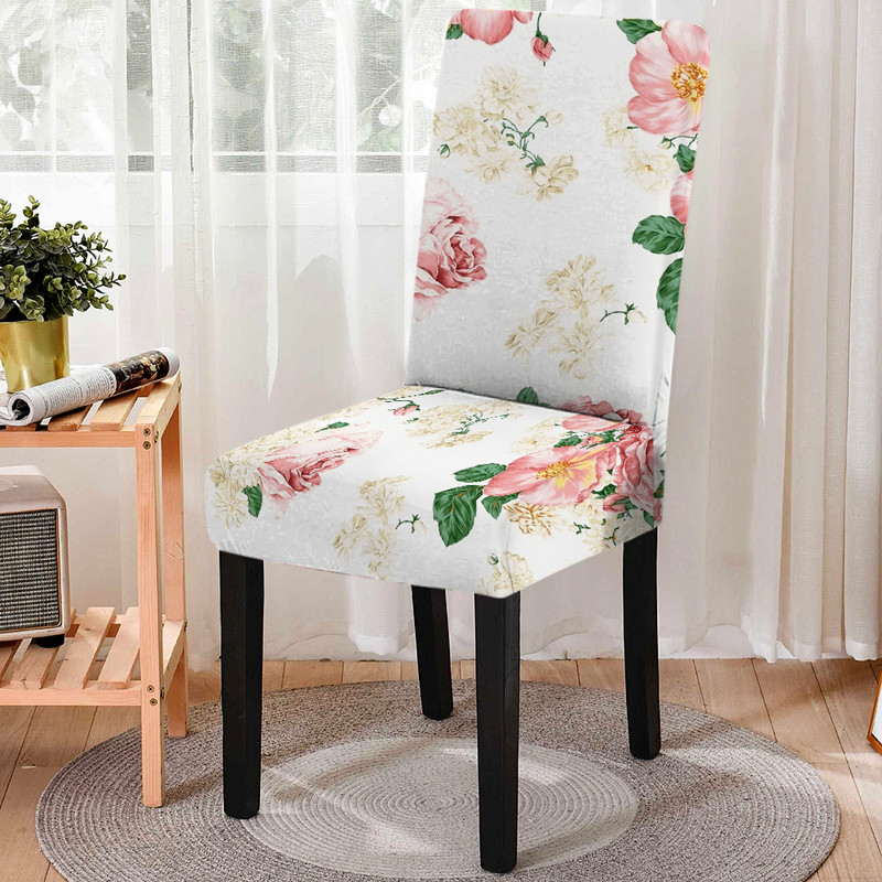 Ziemeļvalstu stila ģeometrisks ziedu puķains ēdamistabas krēsla pārvalks Noņemams pret netīrumiem virtuves sēdekļa futrālis Stretch krēsla pārvalks banketam