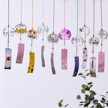 1PCS Wind Bell Японски вятърни камбанки Ръчно изработени стъклени Furin декори за домашен офис Стъклени боядисани вятърни камбанки за декорация на дома