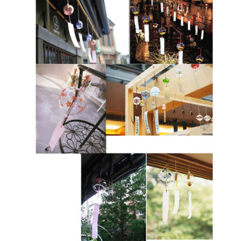1PCS Wind Bell Японски вятърни камбанки Ръчно изработени стъклени Furin декори за домашен офис Стъклени боядисани вятърни камбанки за декорация на дома