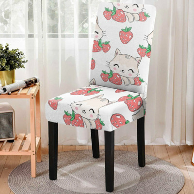 1Gb Putekļu necaurlaidīgs elastīgs krēsla pārvalks Cute Cat Stretch krēsla pārvalks Sēdekļa pārvalki ēdamistabas kāzu ballītei Mājas dekors Sillas