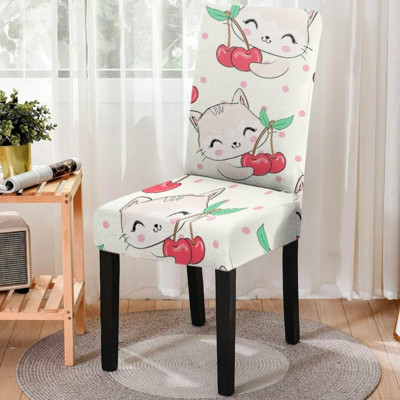 1Gb Putekļu necaurlaidīgs elastīgs krēsla pārvalks Cute Cat Stretch krēsla pārvalks Sēdekļa pārvalki ēdamistabas kāzu ballītei Mājas dekors Sillas