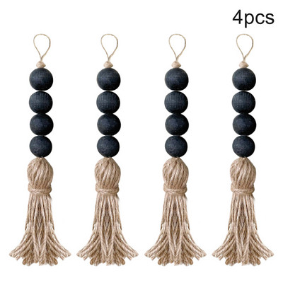 Ar pušķiem Lauku māja zemniecisks dāvanu mājas dekors kulons piekarināms durvju rokturis koka krelles vītnes drēbju statīvs atvilktnes rokturis roku darbs