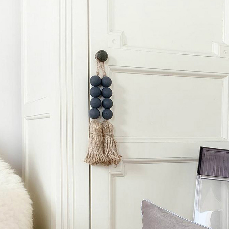 Ar pušķiem Lauku māja zemniecisks dāvanu mājas dekors kulons piekarināms durvju rokturis koka krelles vītnes drēbju statīvs atvilktnes rokturis roku darbs