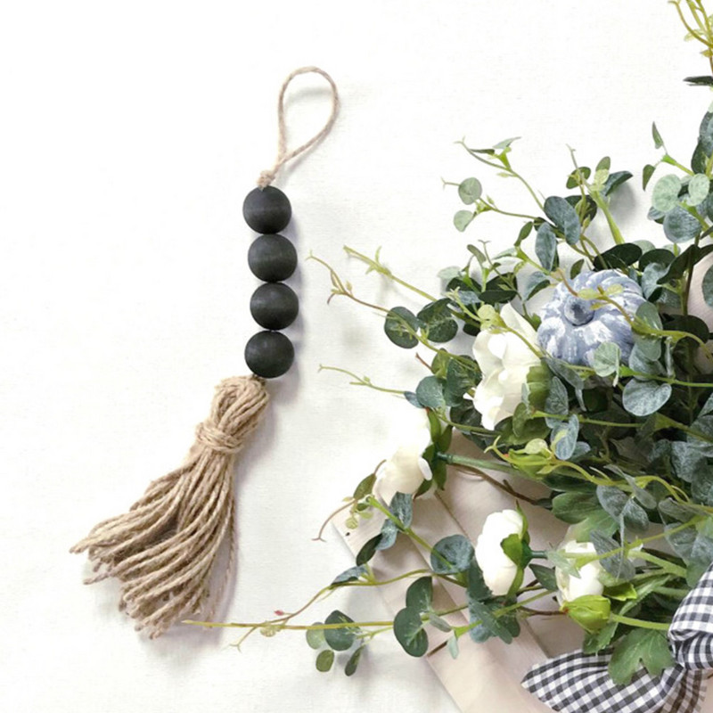 Ar pušķiem Lauku māja zemniecisks dāvanu mājas dekors kulons piekarināms durvju rokturis koka krelles vītnes drēbju statīvs atvilktnes rokturis roku darbs