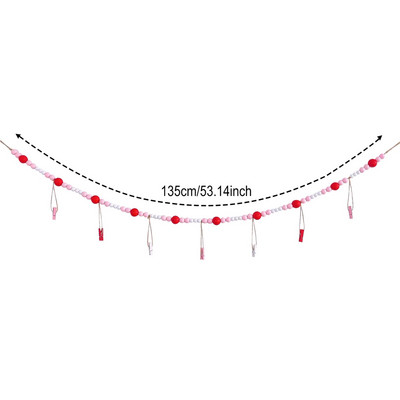 Висящ на стената дисплей за снимки с гирлянди от дървени мъниста Колаж Рамка за картина за бохо стенен декор Поставка за снимки Рустик провинциален декор