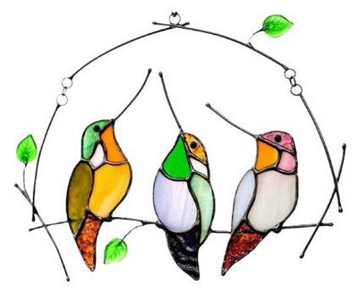 Metalne vitražne ploče s pticama Stakleni prozor Viseći zidni ukrasi Mini kućni ukrasi Papige Ptice Umjetnički privjesak Najbolji darovi za Majčin dan