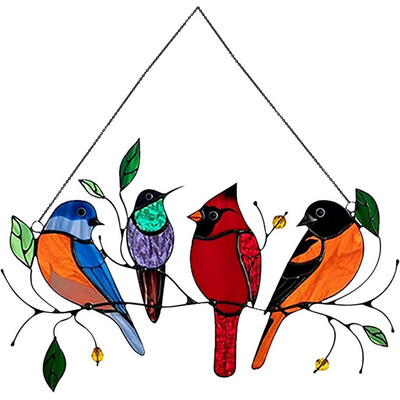 Metalne vitražne ploče s pticama Stakleni prozor Viseći zidni ukrasi Mini kućni ukrasi Papige Ptice Umjetnički privjesak Najbolji darovi za Majčin dan