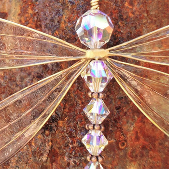 Creative Dragonfly Shape Crystal μενταγιόν Εξαιρετικό μεταλλικό φτερό Διαφανές κουδούνι ανέμου Διακοσμητικά αυτοκινήτου για το παράθυρο του σπιτιού