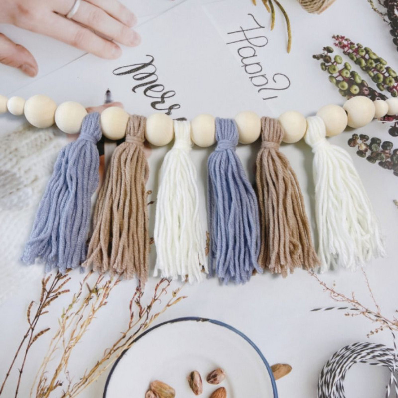 Αξεσουάρ Macaron Έγχρωμη Διακόσμηση Εσωτερικών Χώρων για Παιδικό Δωμάτιο Διακόσμηση πάρτι τοίχου Κρεμαστό στολίδια τοίχου με φούντα