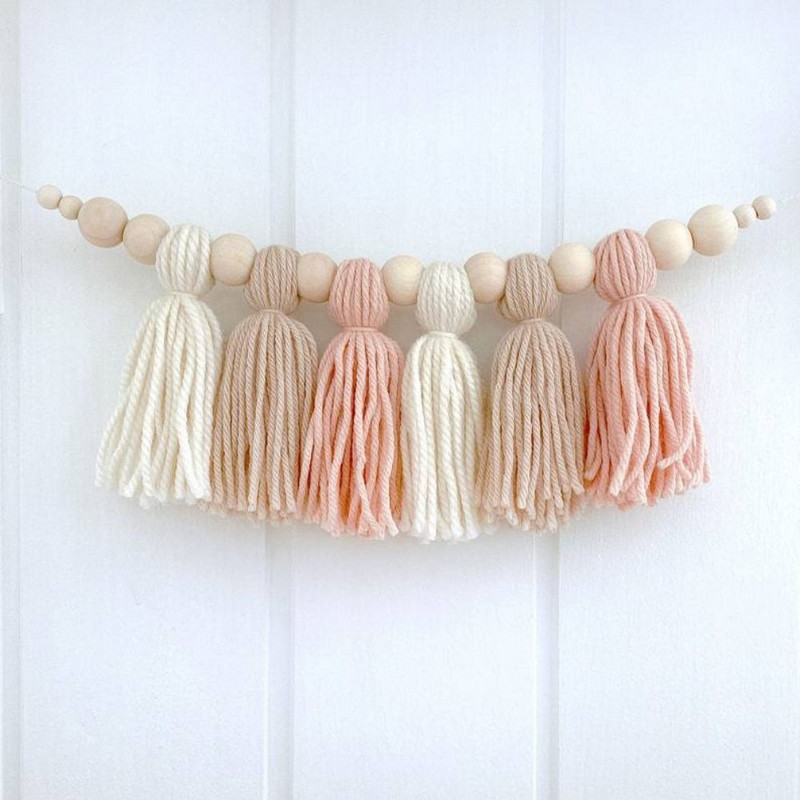 Αξεσουάρ Macaron Έγχρωμη Διακόσμηση Εσωτερικών Χώρων για Παιδικό Δωμάτιο Διακόσμηση πάρτι τοίχου Κρεμαστό στολίδια τοίχου με φούντα