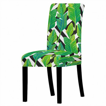 Тропически растения Разтегателен калъф за стол за трапезария Печатни калъфи за столове Висока облегалка за всекидневна Парти Сватбен банкет Декор