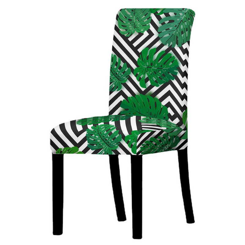 Tropical Plants Stretch tooli kate söögitoa jaoks Prinditoolide katted kõrgel seljatoel elutoapeo pulmade banketi sisekujunduseks