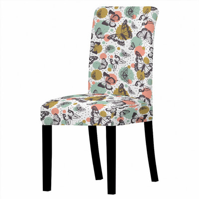 Ziedu spandeksa krēsla pārvalks ēdamistabas Butterfly Print krēslu pārvalki ar augstu atzveltni viesistabas ballīšu kāzu dekorēšanai