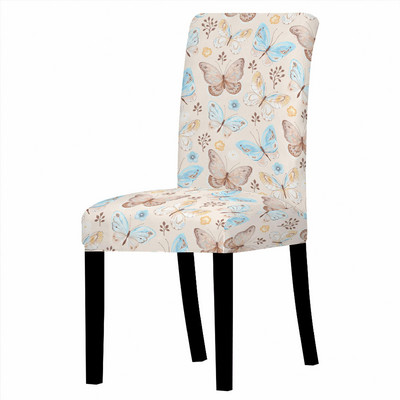 Ziedu spandeksa krēsla pārvalks ēdamistabas Butterfly Print krēslu pārvalki ar augstu atzveltni viesistabas ballīšu kāzu dekorēšanai