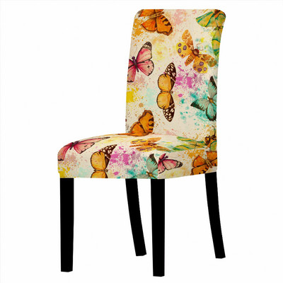 Ziedu spandeksa krēsla pārvalks ēdamistabas Butterfly Print krēslu pārvalki ar augstu atzveltni viesistabas ballīšu kāzu dekorēšanai