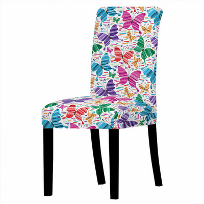 Ziedu spandeksa krēsla pārvalks ēdamistabas Butterfly Print krēslu pārvalki ar augstu atzveltni viesistabas ballīšu kāzu dekorēšanai