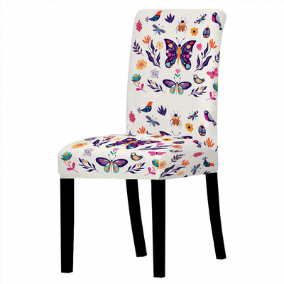 Ziedu spandeksa krēsla pārvalks ēdamistabas Butterfly Print krēslu pārvalki ar augstu atzveltni viesistabas ballīšu kāzu dekorēšanai