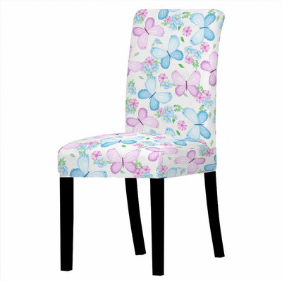 Ziedu spandeksa krēsla pārvalks ēdamistabas Butterfly Print krēslu pārvalki ar augstu atzveltni viesistabas ballīšu kāzu dekorēšanai