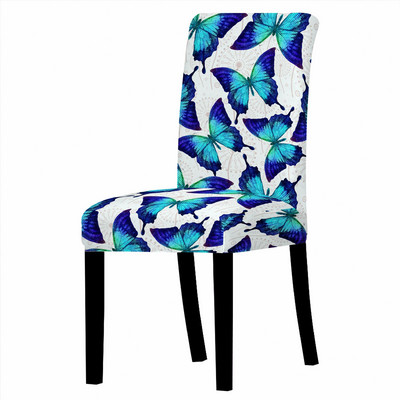 Ziedu spandeksa krēsla pārvalks ēdamistabas Butterfly Print krēslu pārvalki ar augstu atzveltni viesistabas ballīšu kāzu dekorēšanai
