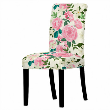 Rose Flower Κάλυμμα καρέκλας τραπεζαρίας Ελαστική καρέκλα Slipcover Σκαμπό κουζίνας Καλύμματα καθισμάτων για πάρτι γάμου 1 ΤΕΜ