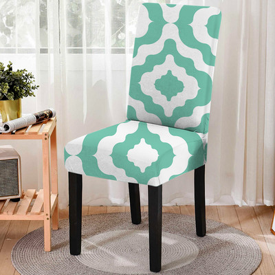 Geometriniai valgomojo kėdžių užvalkalai Spandex Stretch valgomojo pokylių užvalkalas Kėdės užvalkalas Kambario dekoras Nenešvarus valgomojo sėdynės užvalkalas