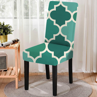 Geometriniai valgomojo kėdžių užvalkalai Spandex Stretch valgomojo pokylių užvalkalas Kėdės užvalkalas Kambario dekoras Nenešvarus valgomojo sėdynės užvalkalas