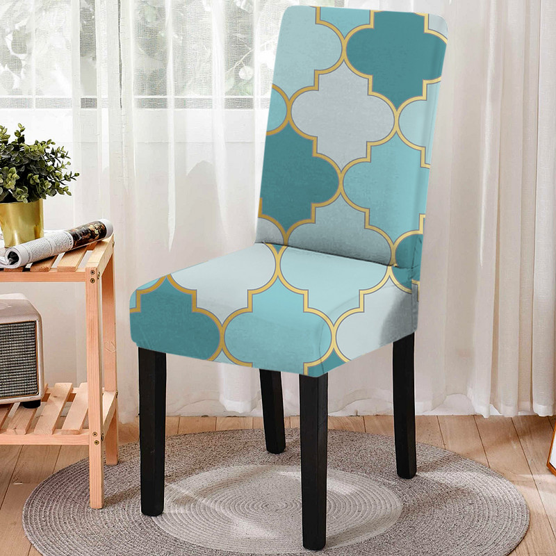 Geometriniai valgomojo kėdžių užvalkalai Spandex Stretch valgomojo pokylių užvalkalas Kėdės užvalkalas Kambario dekoras Nenešvarus valgomojo sėdynės užvalkalas