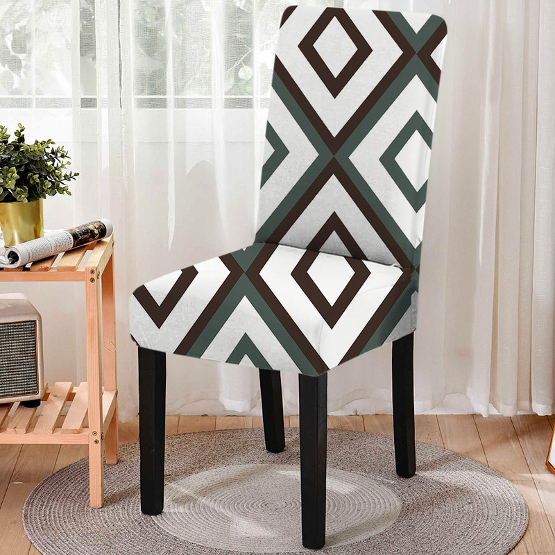 Geometriniai valgomojo kėdžių užvalkalai Spandex Stretch valgomojo pokylių užvalkalas Kėdės užvalkalas Kambario dekoras Nenešvarus valgomojo sėdynės užvalkalas