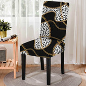 Elastīgs apdrukas ēdamistabas krēsla pārvalks Leopard Print Pretnetīrības ēdamistabas krēslu futrālis Stretch krēsla pārvalks banketu kāzu ballītei
