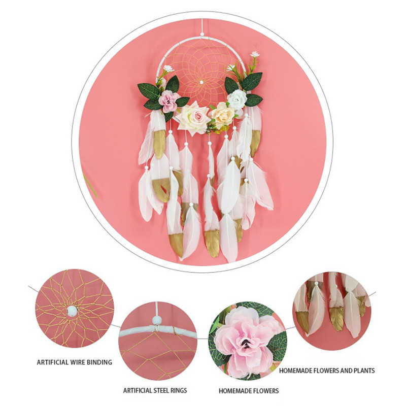 Mini mājas dekorēšana Retro spalvas sapņu tīkls ķērējs spalvas sienas piekārtas sapņu tīkls aušanas dekors Dāvanas automašīnu istabas dekorēšanai