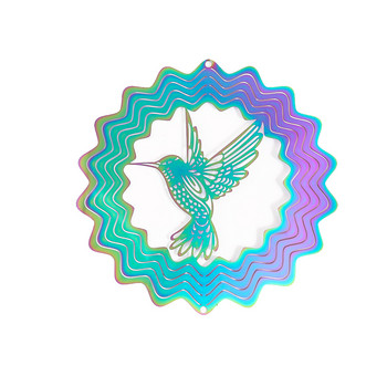 3D цветен въртящ се въртящ се вятър Колибри Течащи вятърни камбанки Двор Градина Висящ декор Уловител на вятъра Висулка Възпиране на птици
