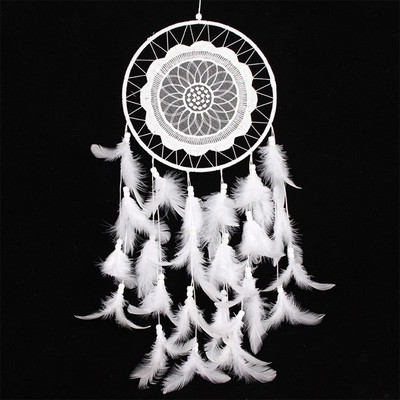 Κορίτσι Heart Dream Catcher Εθνικά στολίδια με φτερά Κορδέλες δαντέλα Φτερά τυλιγμένα φώτα για κορίτσια Διακόσμηση δωματίου Dreamcatcher