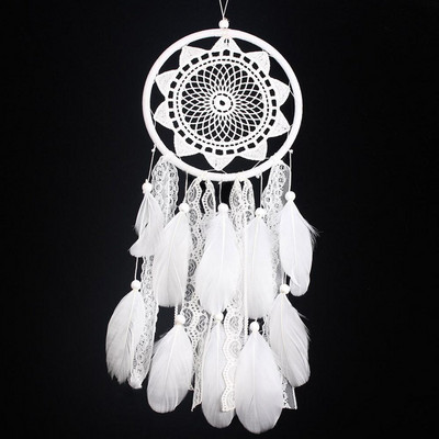 Κορίτσι Heart Dream Catcher Εθνικά στολίδια με φτερά Κορδέλες δαντέλα Φτερά τυλιγμένα φώτα για κορίτσια Διακόσμηση δωματίου Dreamcatcher