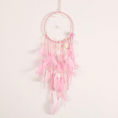 Κορίτσι Heart Dream Catcher Εθνικά στολίδια με φτερά Κορδέλες δαντέλα Φτερά τυλιγμένα φώτα για κορίτσια Διακόσμηση δωματίου Dreamcatcher