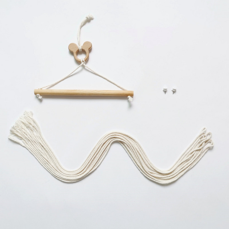 Дървен държач за бебешки щипки за коса Карикатура Органайзер за ленти за коса Монтиран на стена Поставка за съхранение на бижута за момичета за декорация на стая Орнаменти