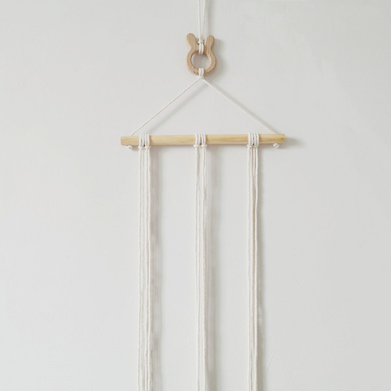 Дървен държач за бебешки щипки за коса Карикатура Органайзер за ленти за коса Монтиран на стена Поставка за съхранение на бижута за момичета за декорация на стая Орнаменти