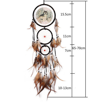 Sulgede käsitöö unenäopüüdja Pruunid tuulekellad Käsitsi valmistatud unenäopüüdja võrk seinale riputatava auto kodukaunistamiseks
