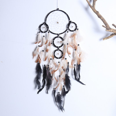 Sulgede käsitöö unenäopüüdja Pruunid tuulekellad Käsitsi valmistatud unenäopüüdja võrk seinale riputatava auto kodukaunistamiseks