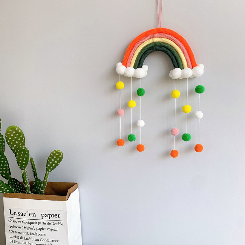 Pletena dugina kugla privjesak Viseći ukras za dječju sobu Balkon Dekoracija zidova doma Ručno tkani viseći ukras duginog dizajna