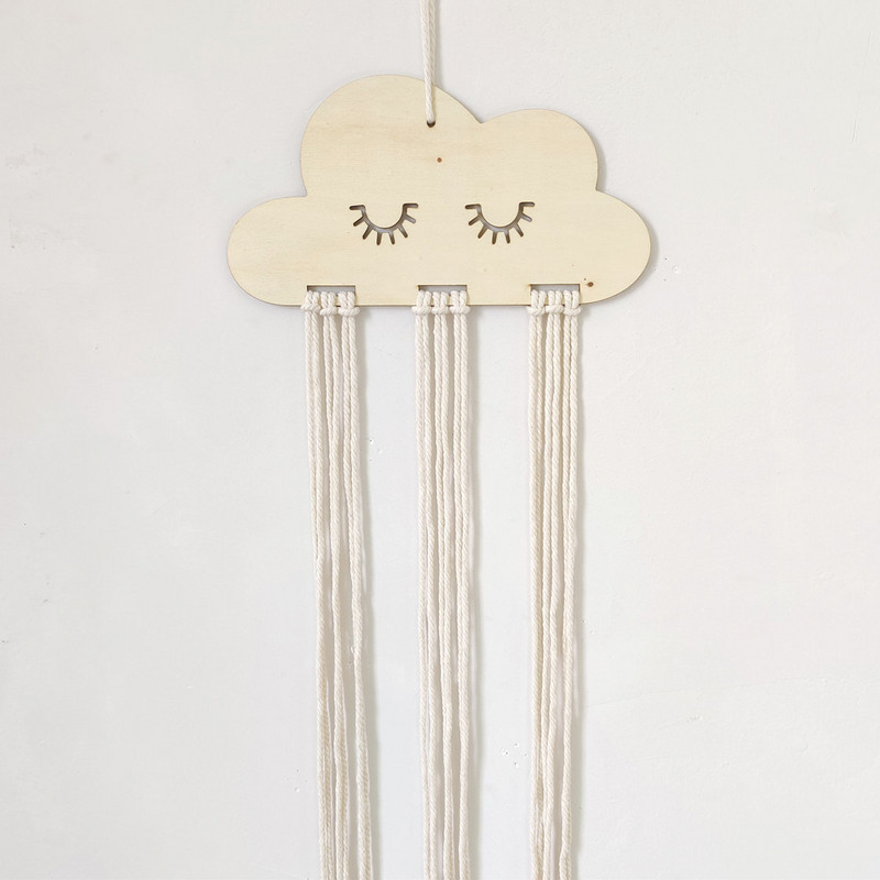 INS Nordic Wooden Cloud Baby matu klipšu turētājs Princess Girls matu sprādzes Matu lentes Glabāšanas kulonu rotaslietas organizators Sienas rotājumi