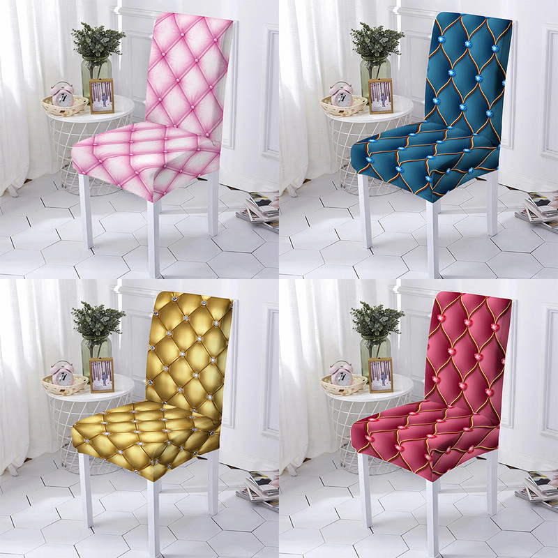 3D ģeometriskā stila druka Elastīgs krēsla pārvalks Virtuve Ēdamistaba Ēdamistabas krēsli Aizsarg futrālis Sēdekļu pārvalki kāzu banketiem
