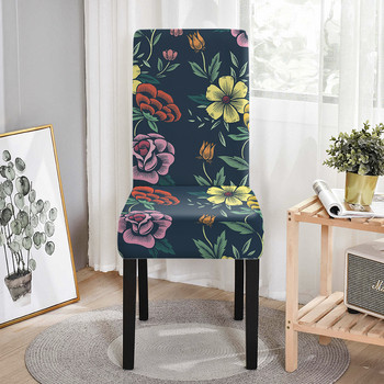 Калъфка за столове с шарка на цветя и листа Разтегателни калъфи за столове за трапезария Resterant Еластична калъфка за офис стол против замърсяване Подвижна