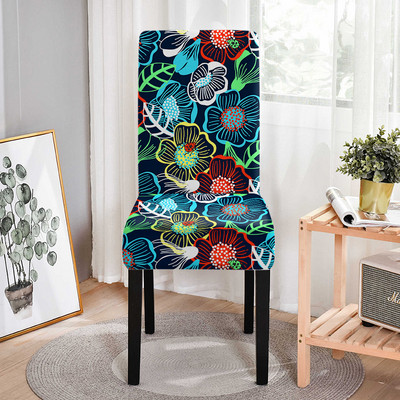 Ziedu lapu raksta krēsla pārvalks Stretch krēslu pārvalki ēdamistabai Resterant elastīgs biroja krēsla futrālis, noņemams pret netīrumiem