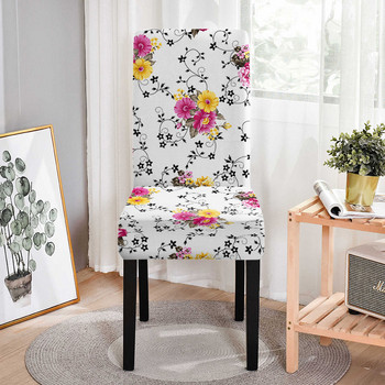 Калъфка за стол с принт на цветя от роза за столове за трапезария Калъфки за столове с висока облегалка за банкет в хола Сватба Housse De Chaise